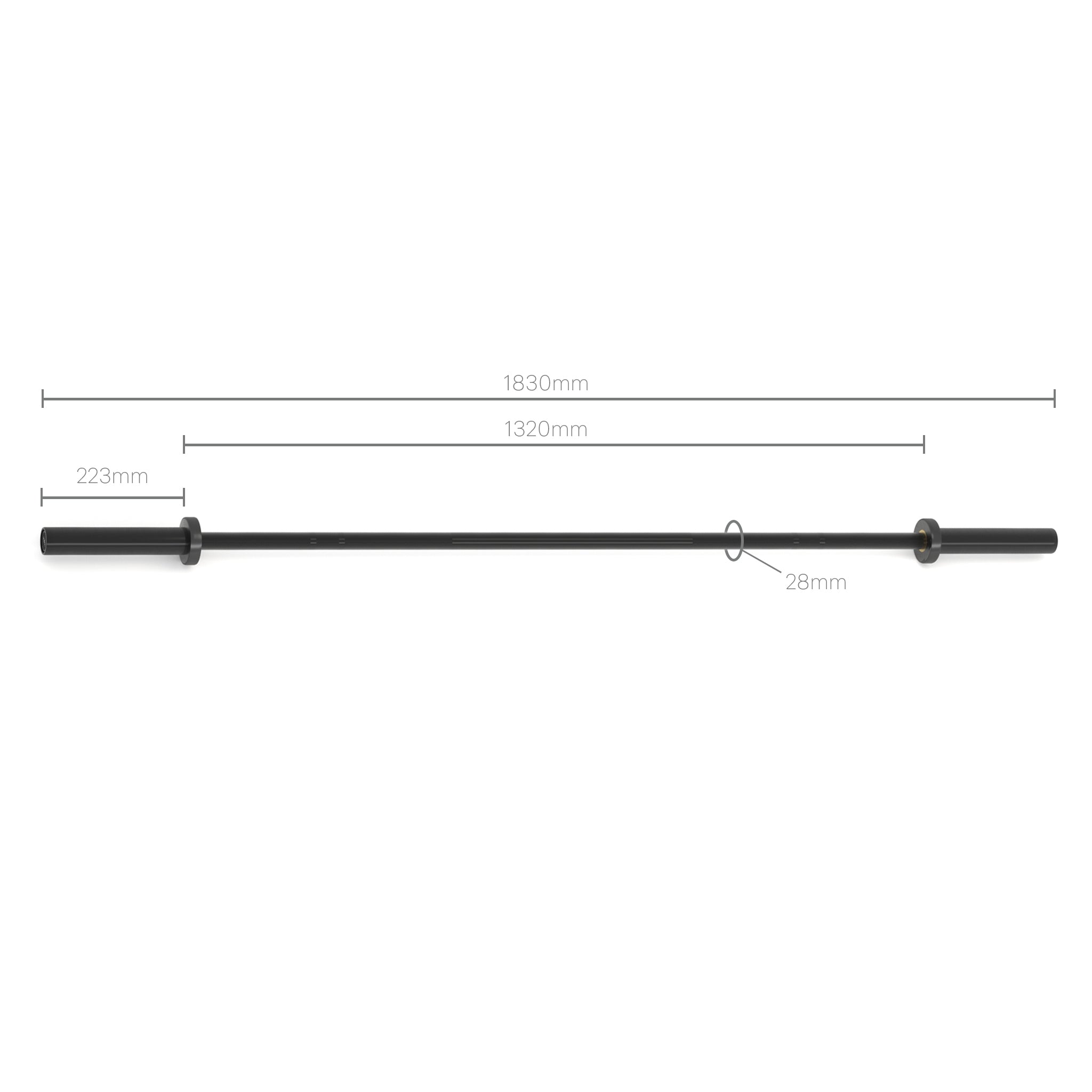 Solo 15kg Shorty Olympic Barbell - Black Cerakote