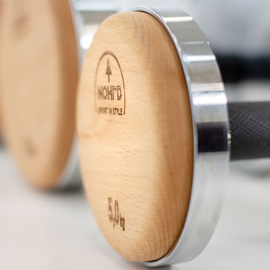 NOHRD Dumbbell Set - Premium Wood Finish