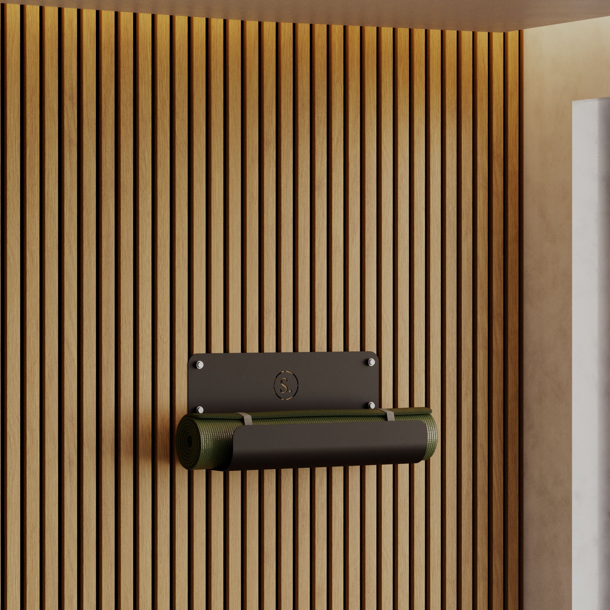 wall mounted yoga mat storage