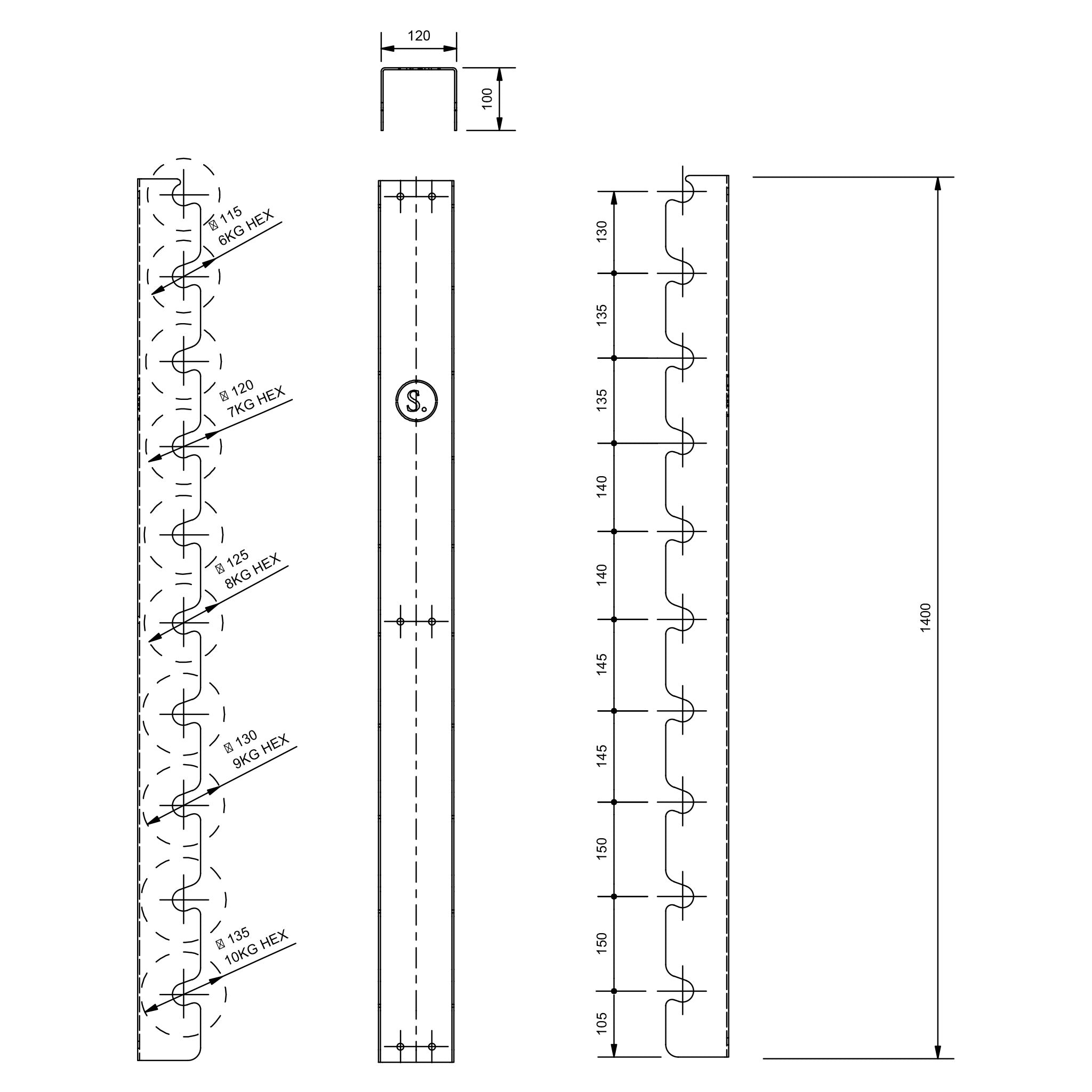 Wall Mounted Dumbbell Storage Rack