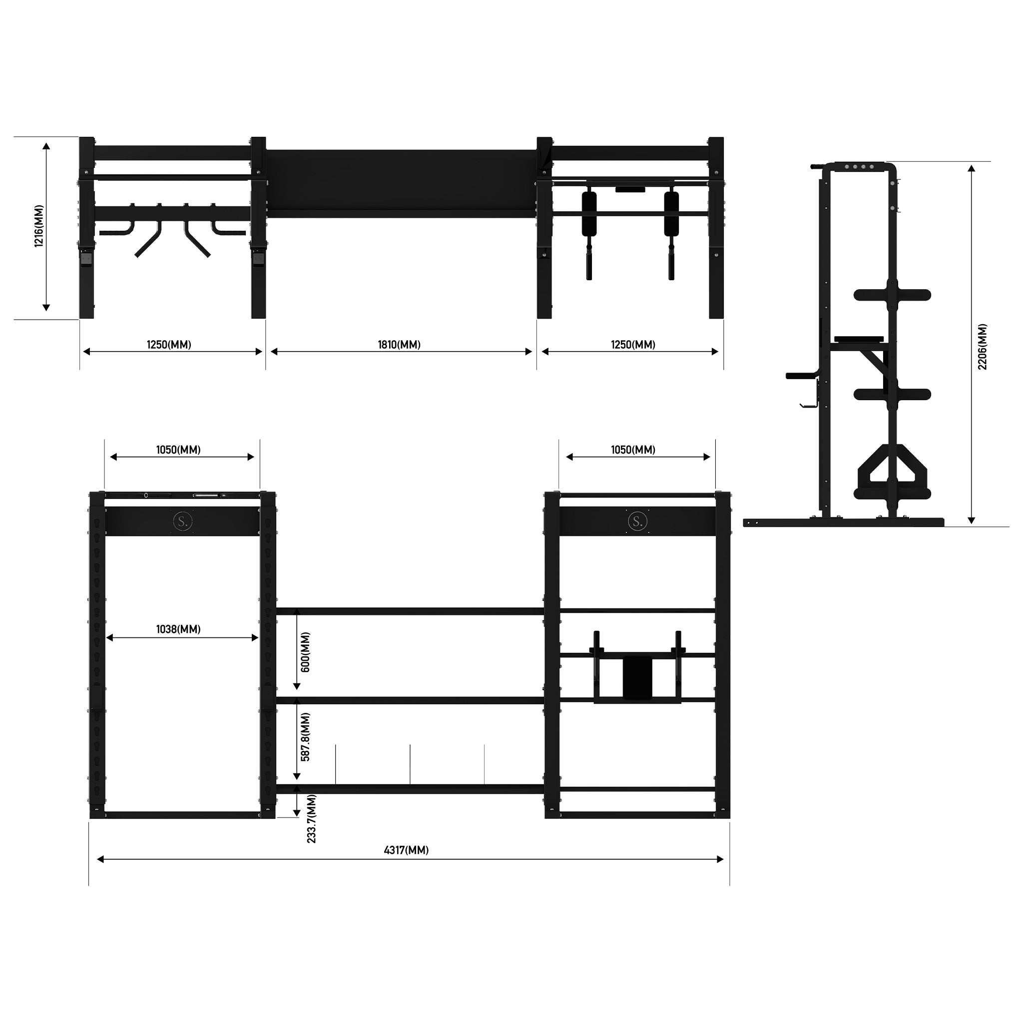 dimensional drawing for solo training system