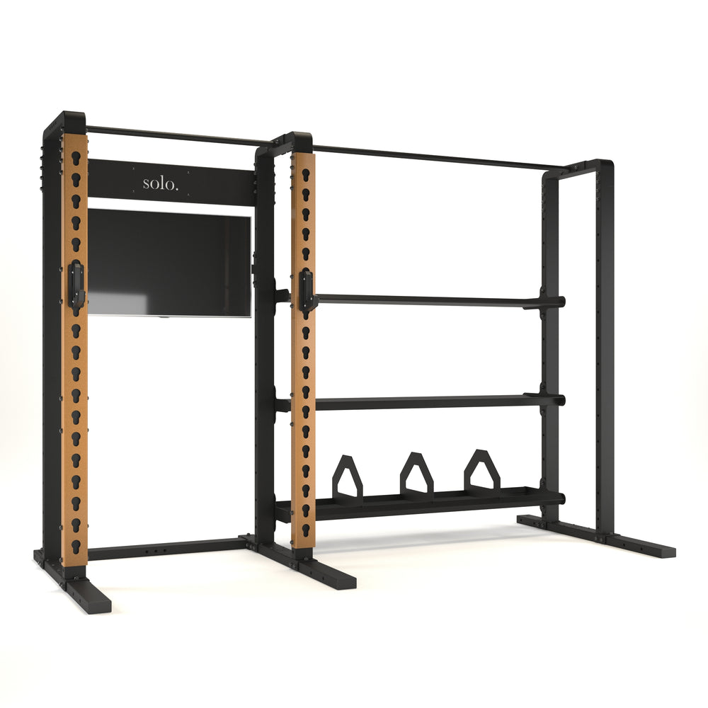 Solo Half Rack with Storage and TV | Half Squat Rack with Storage