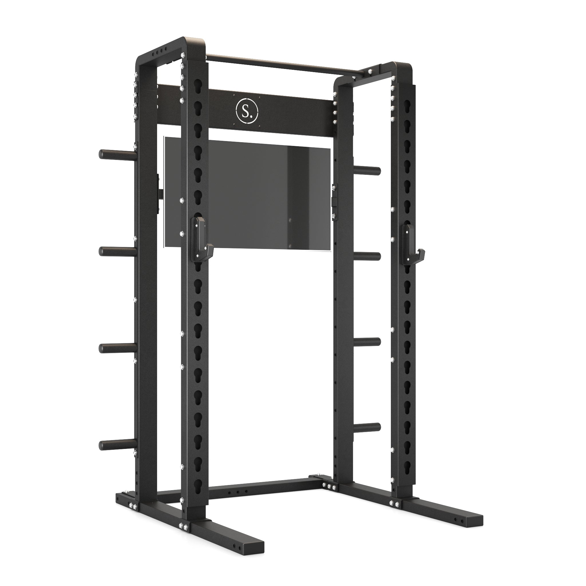 Solo Squat Rack Plus with weight horns in black