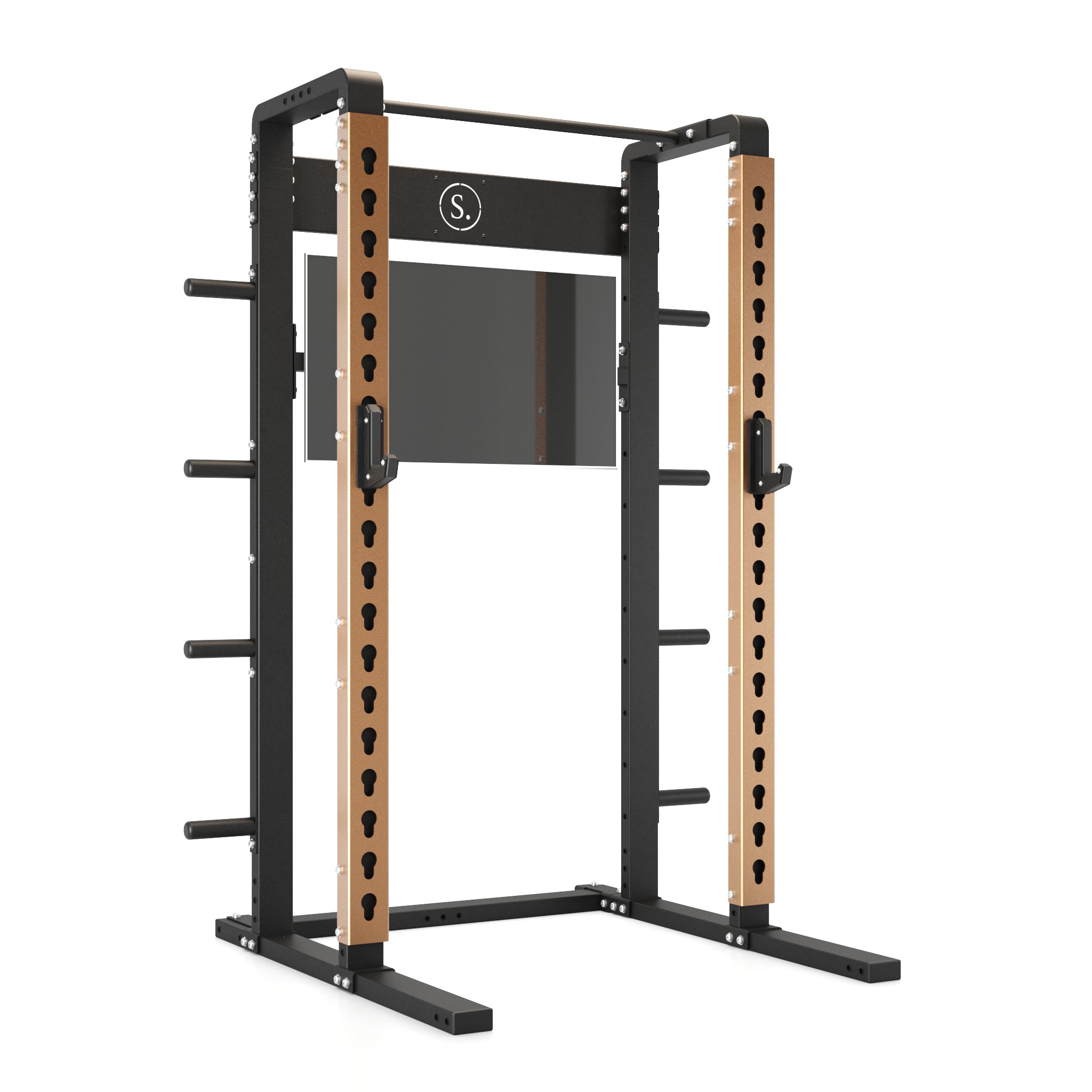 Solo Squat Rack Plus with weight horns in bronze