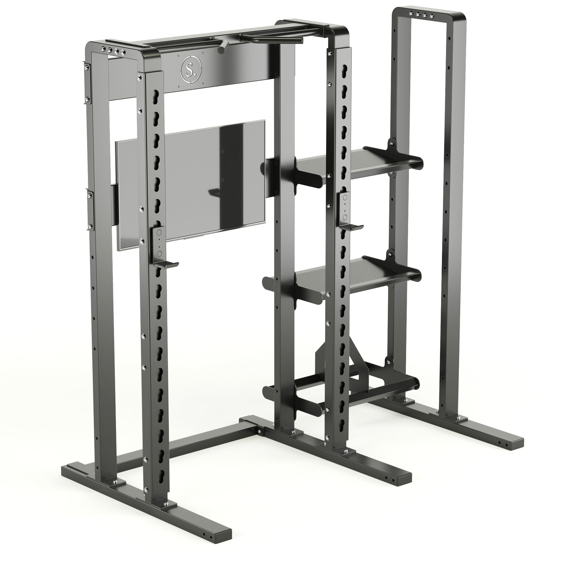 Solo Half Rack with Storage and TV | Half Squat Rack with Storage