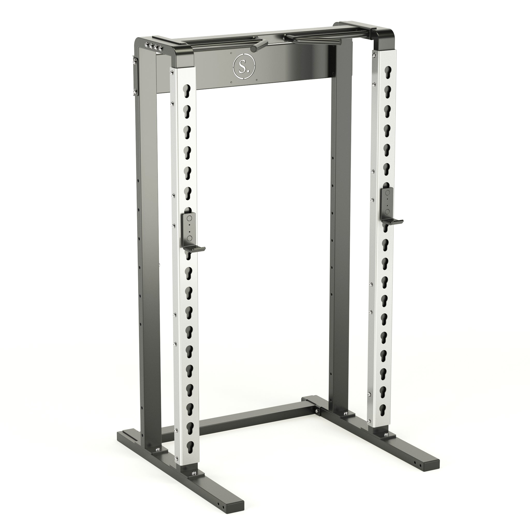 Solo Squat Rack in silver with multi-grip pull-up