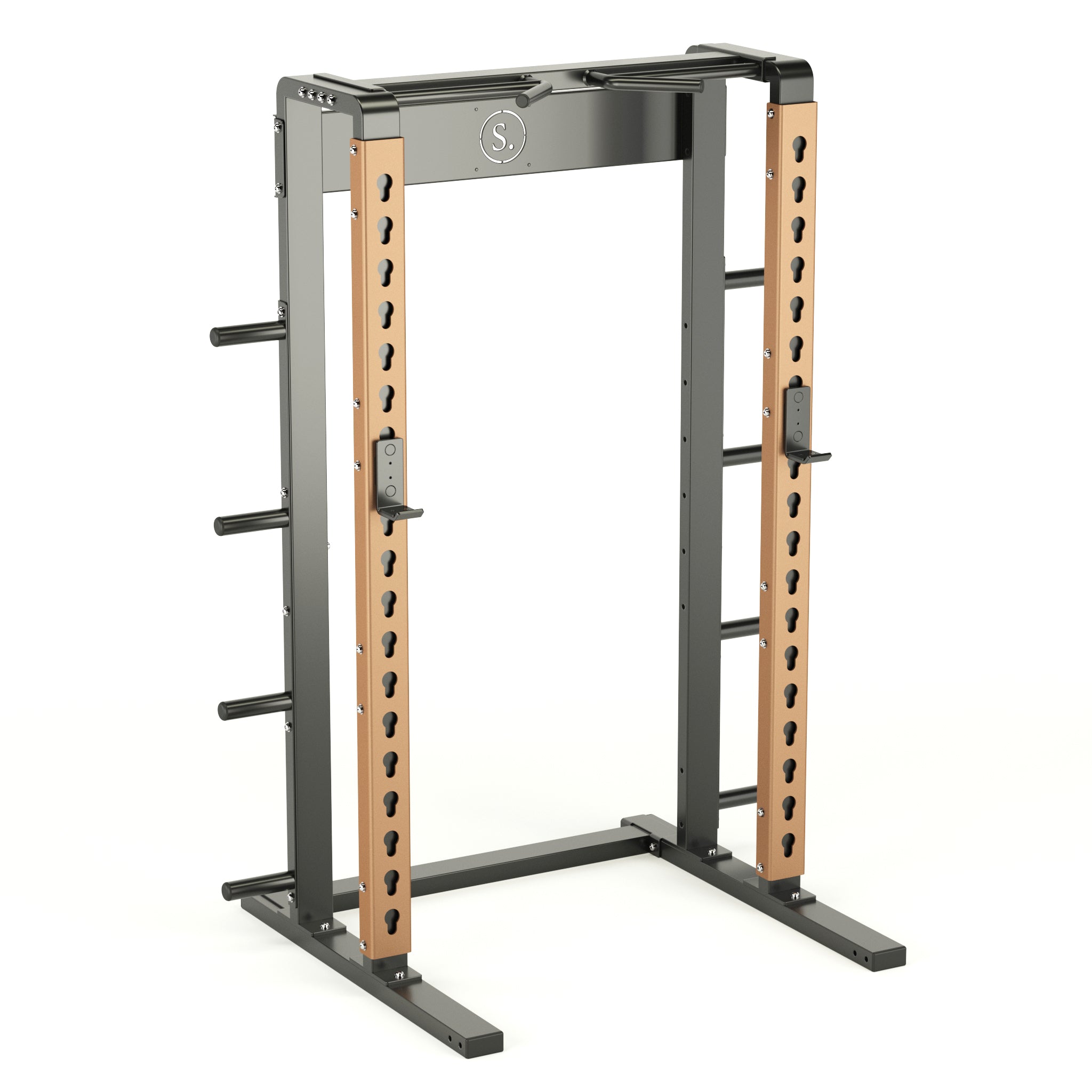 Solo Squat Rack in bronze with multi-grip pull-up and weight horns