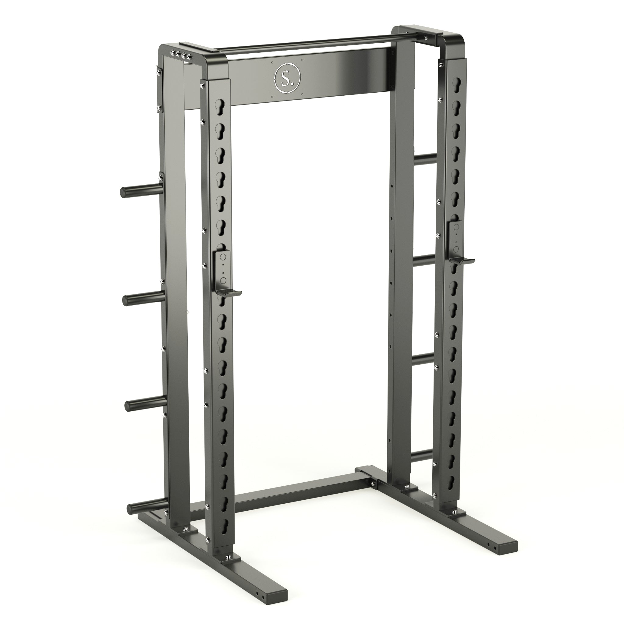 Solo Squat Rack in black with weight horns