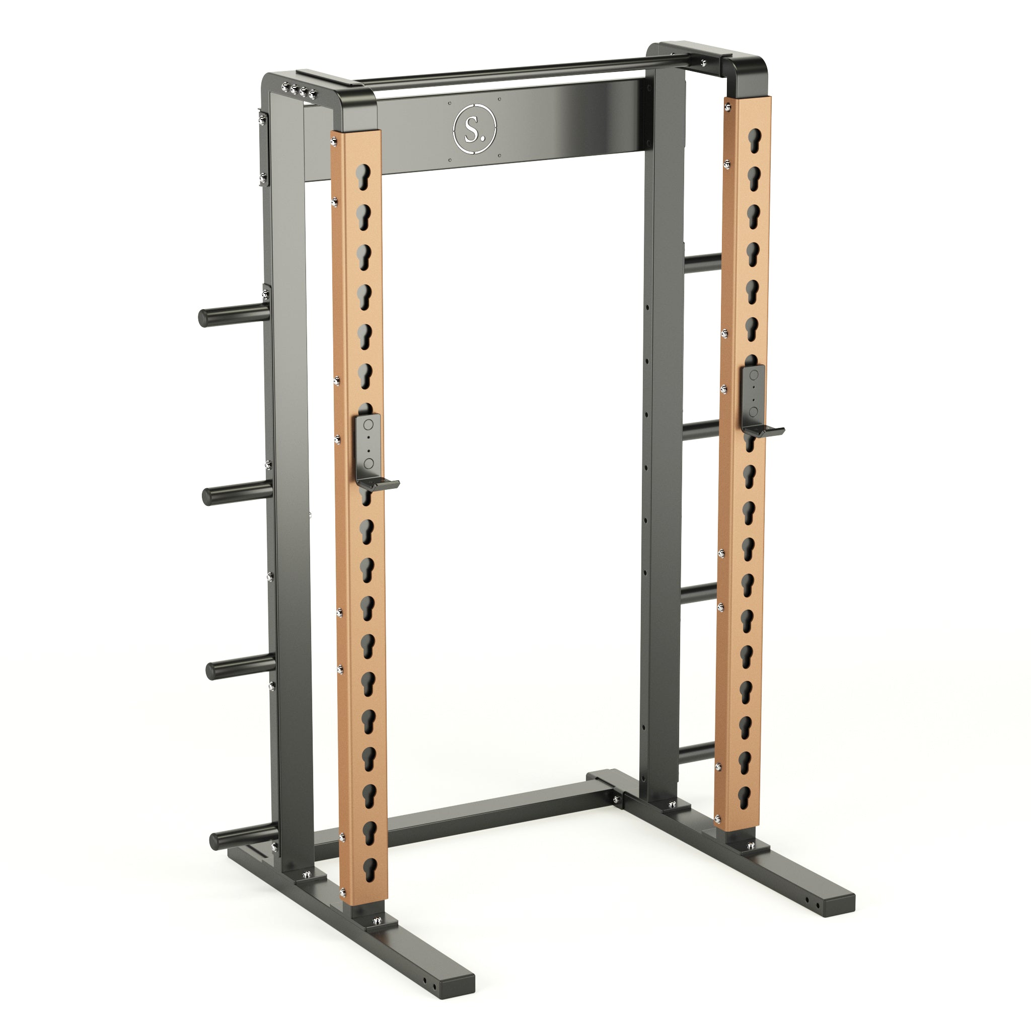 Solo Squat Rack in bronze with weight horns