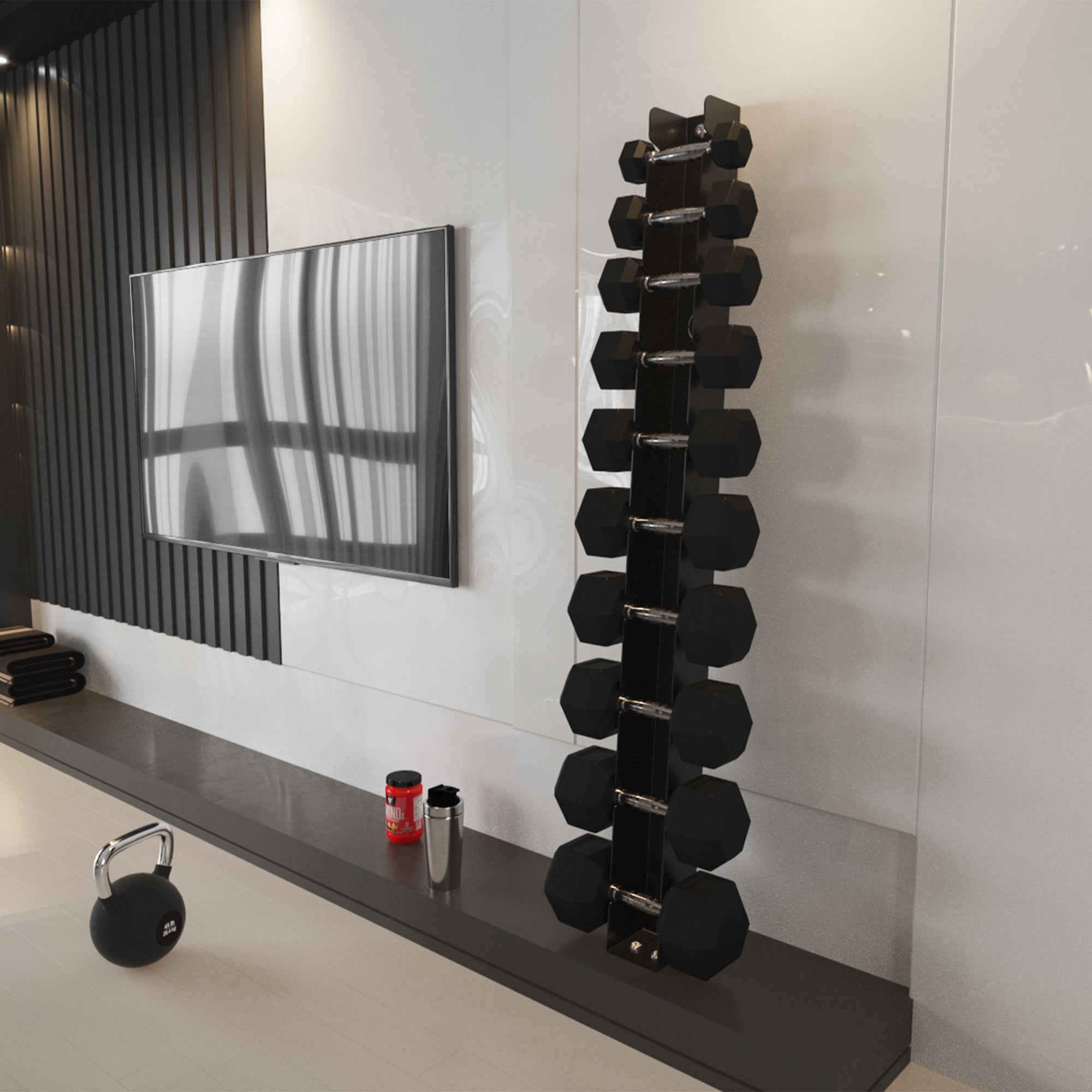 Wall Mounted Angled Dumbbell Storage Rack (Up to 25kg)