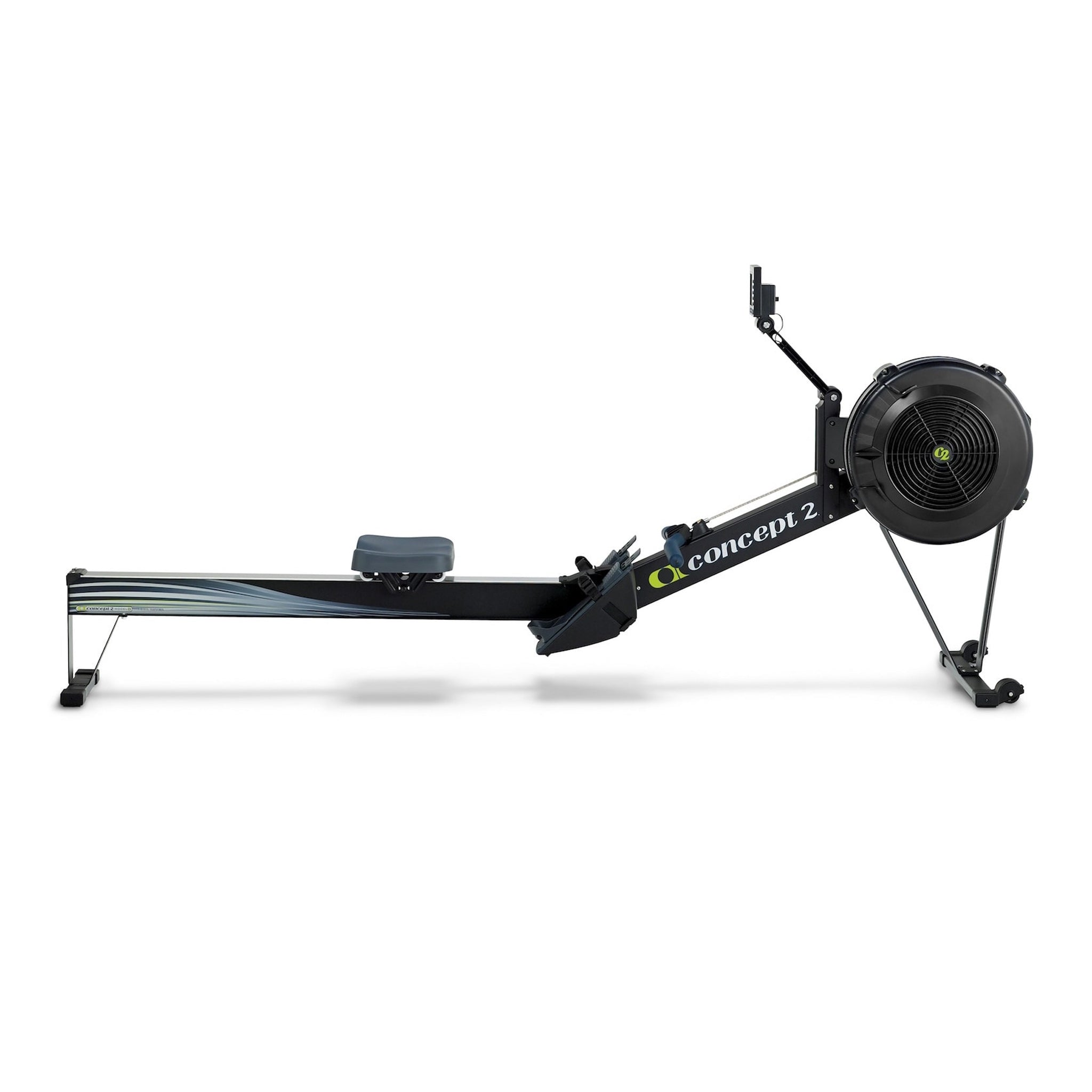side view of a concept 2 model d rowing machine in black