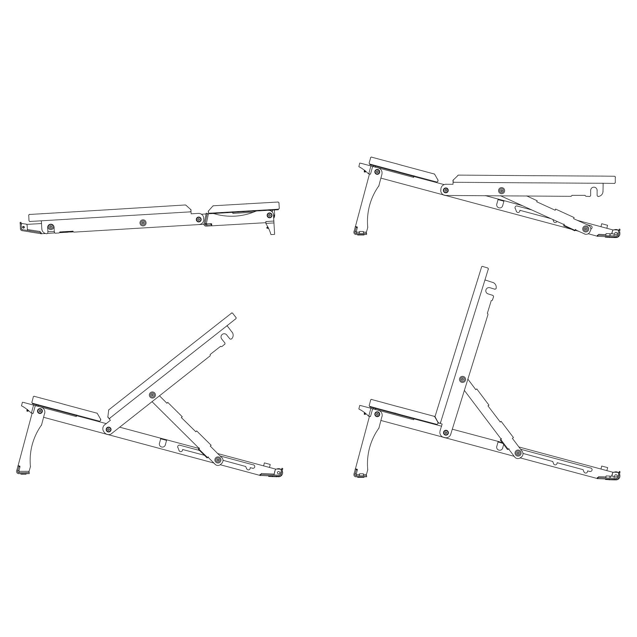 Angle variations of the folding bench