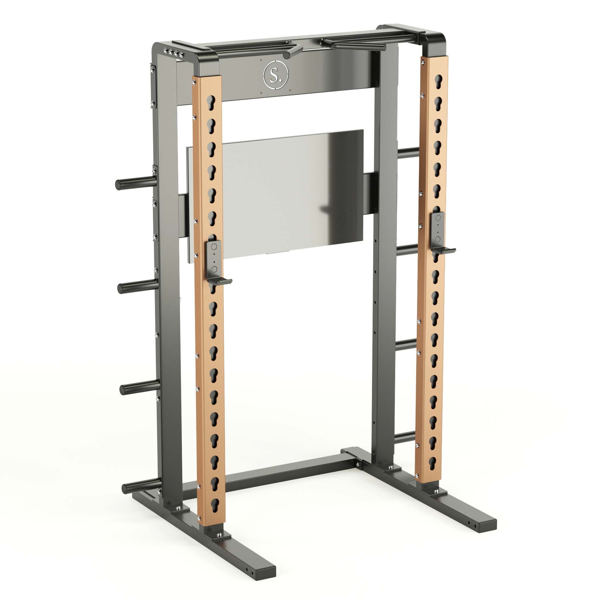 Solo Squat Rack Plus with weight horns in bronze