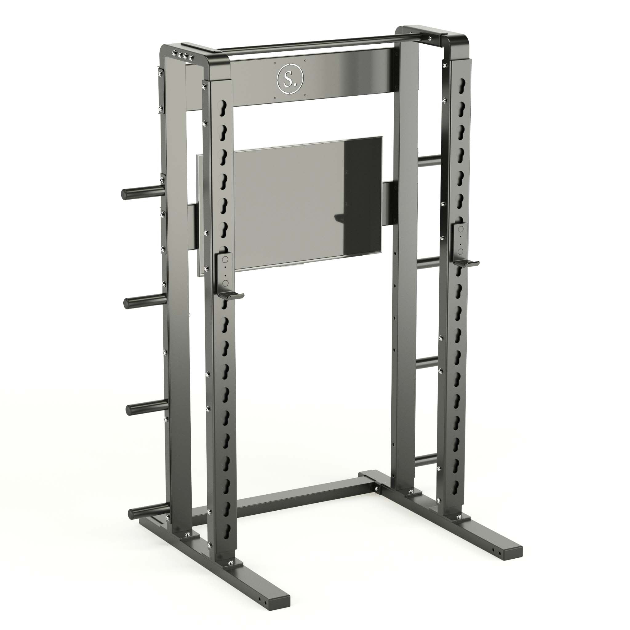 Solo Squat Rack Plus with weight horns in black