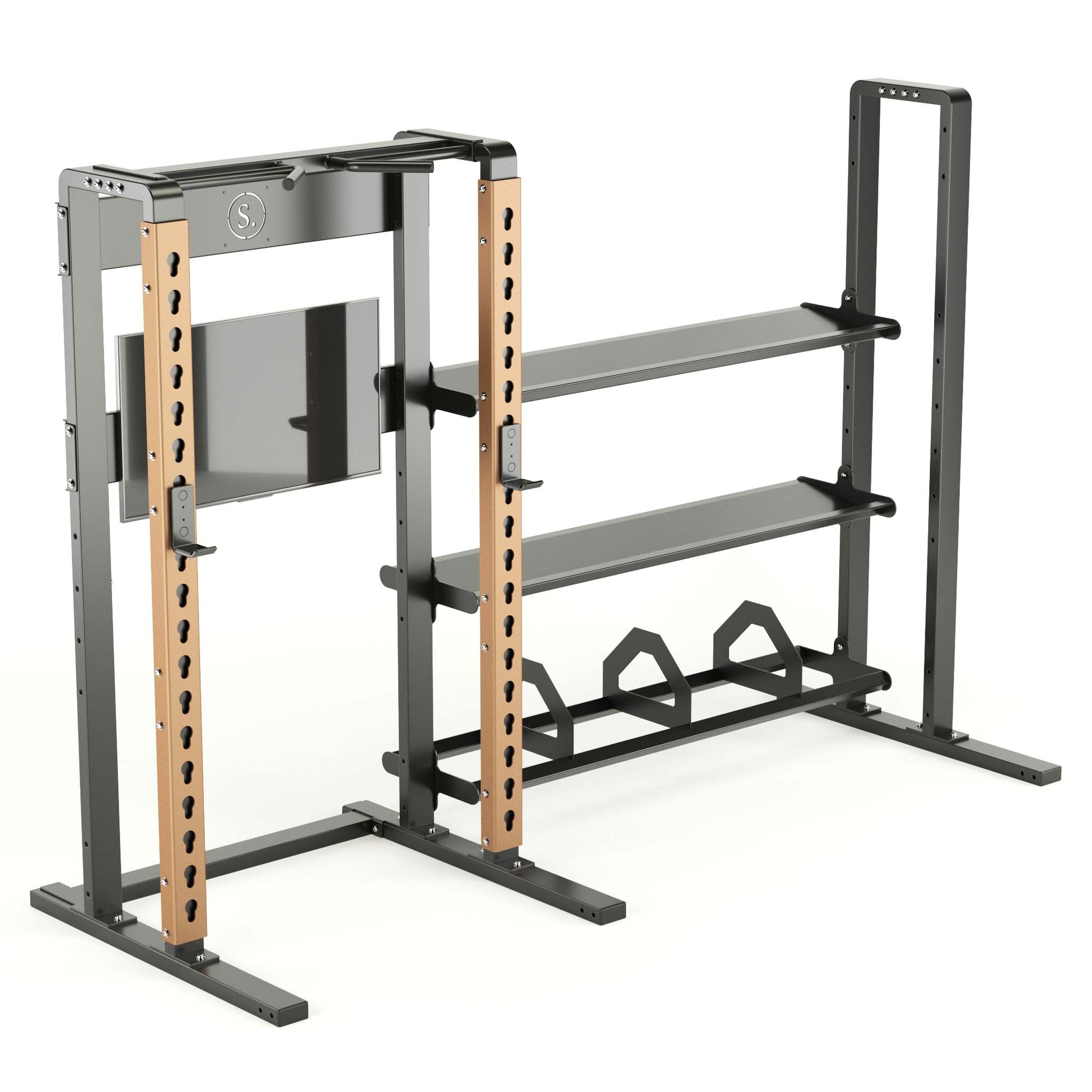 Solo Half Rack with Storage and TV | Half Squat Rack with Storage