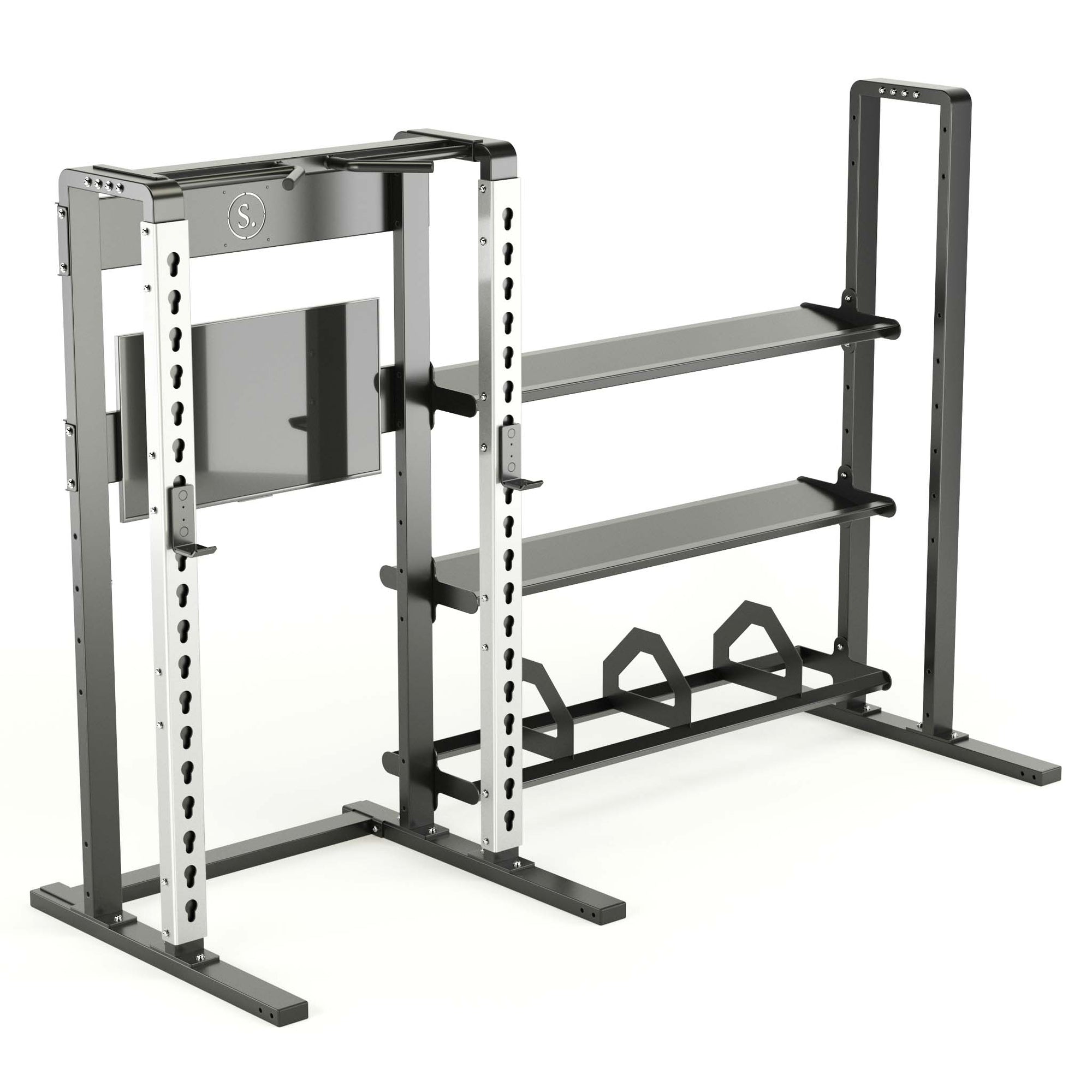 Solo Half Rack with Storage and TV | Half Squat Rack with Storage