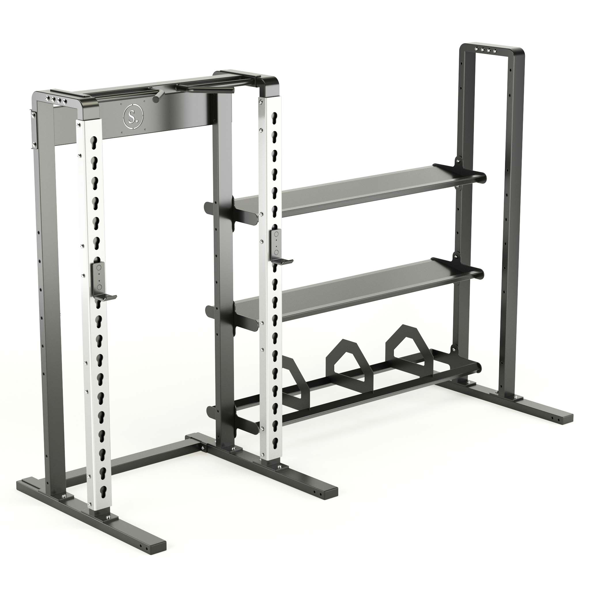 Solo half rack with wide storage in silver