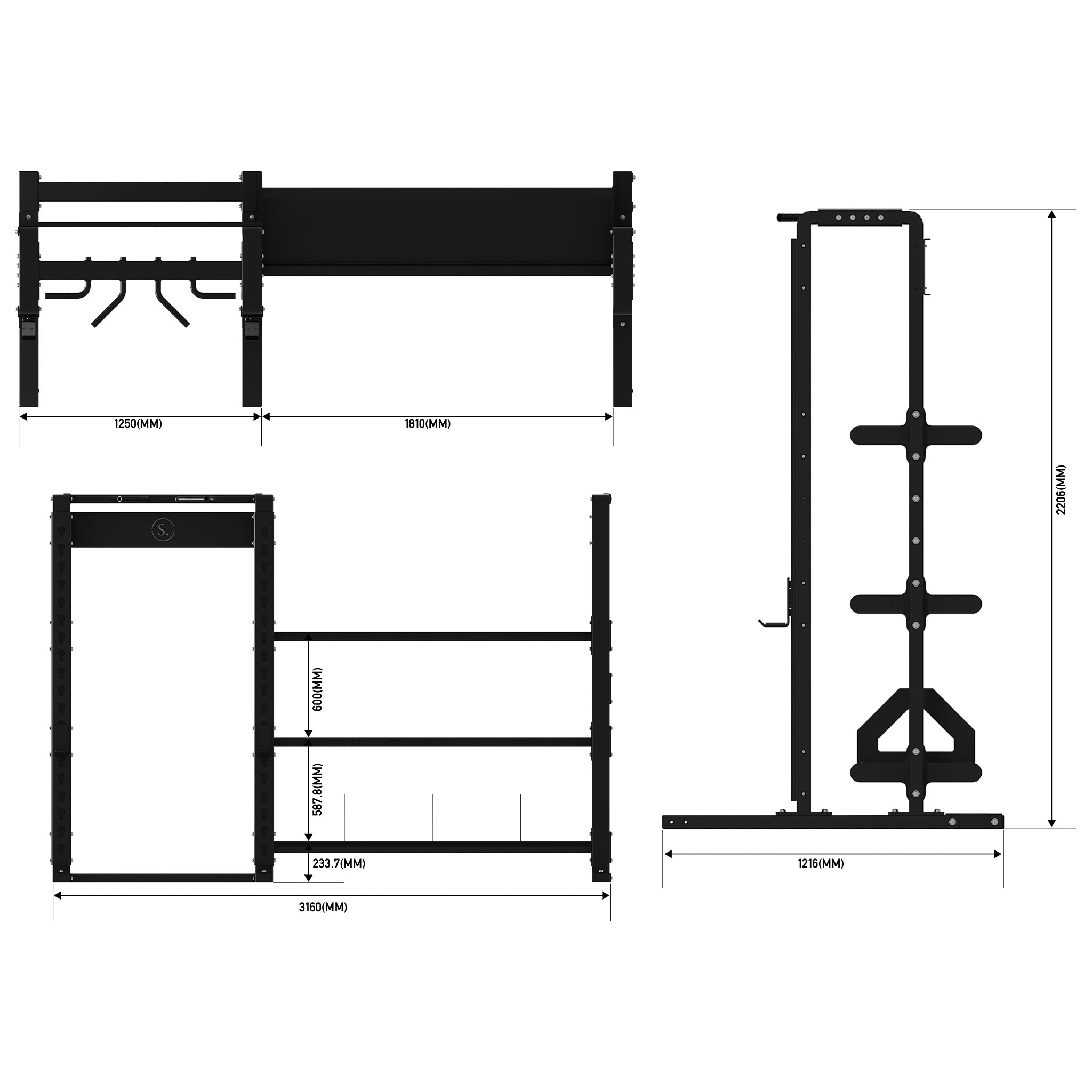 dimensional drawing for long storage and half rack