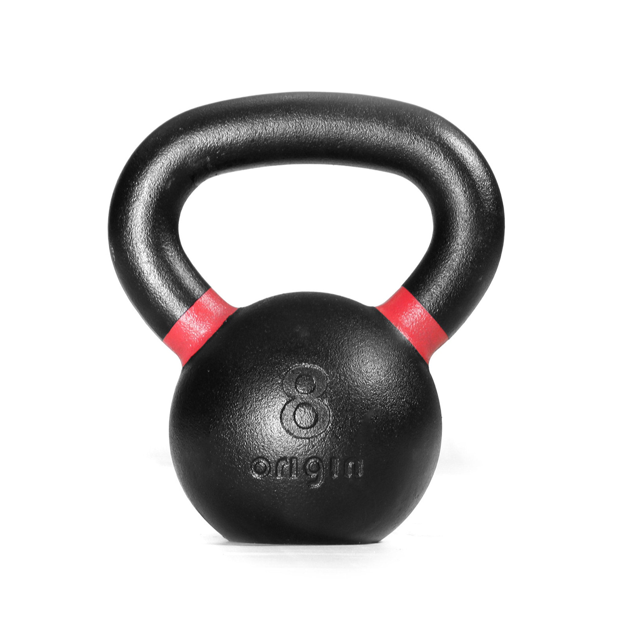 8kg cast iron kettlebell with red markings on handle