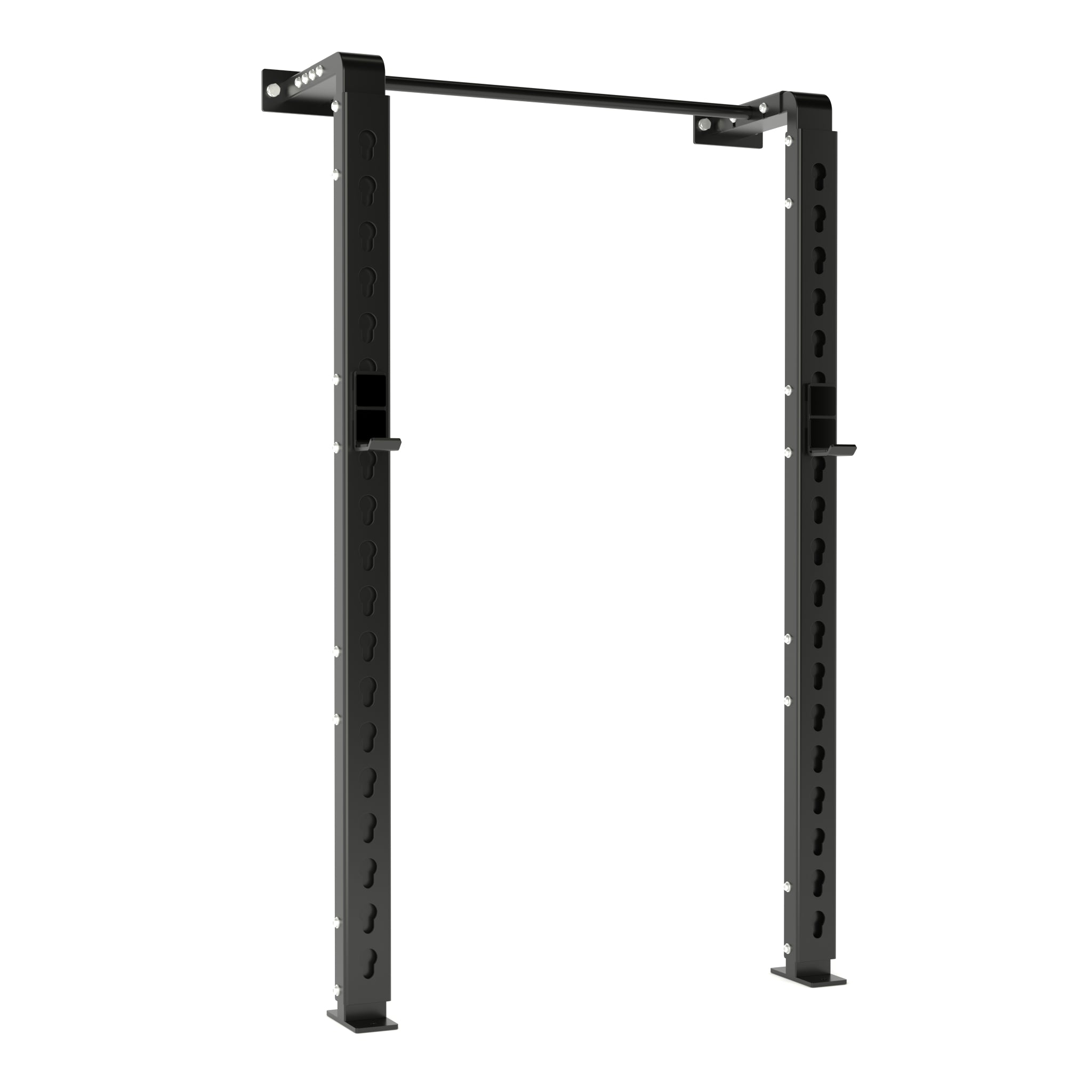 black wall mounted rack with single-bar pull-up