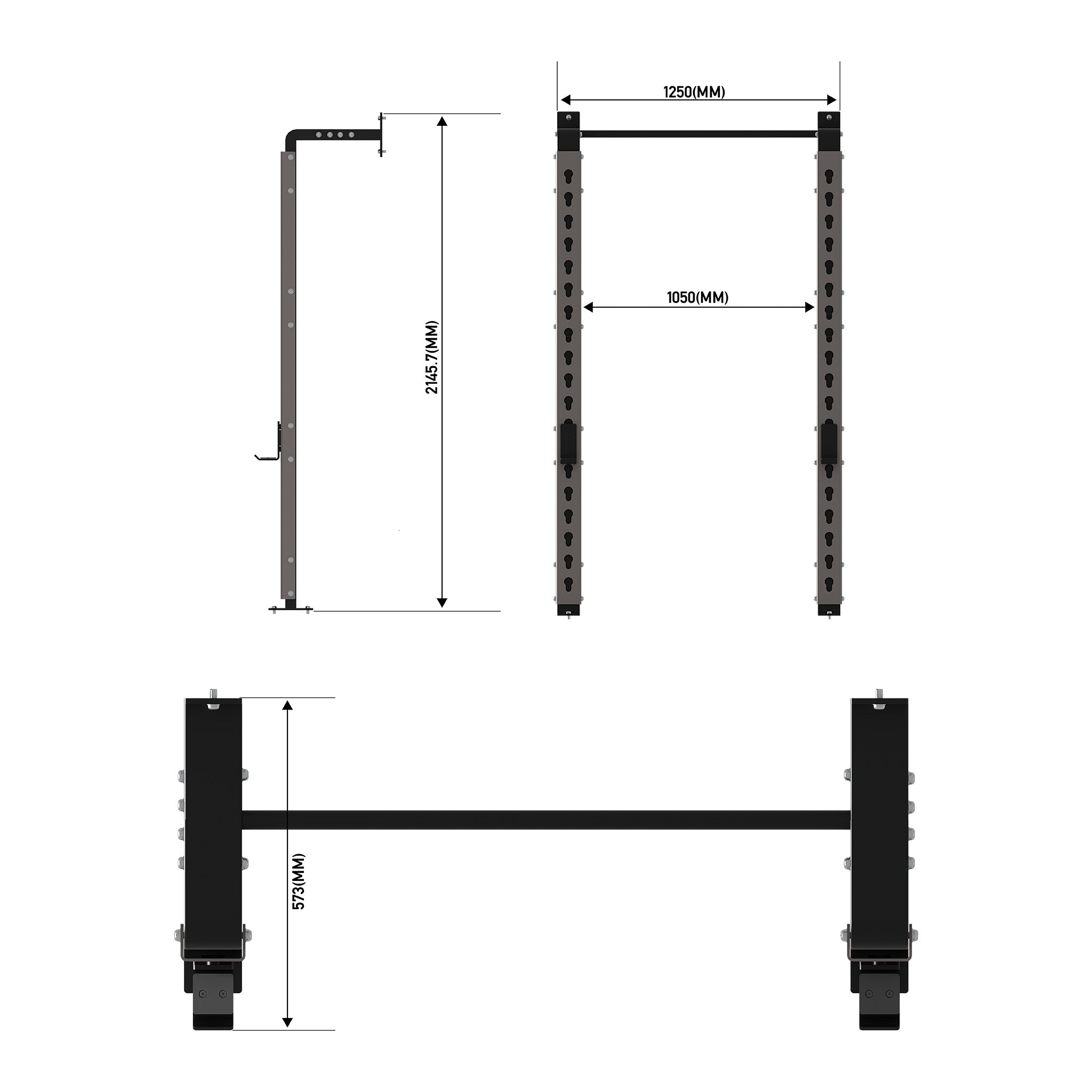 wall mounted squat rack dimensions