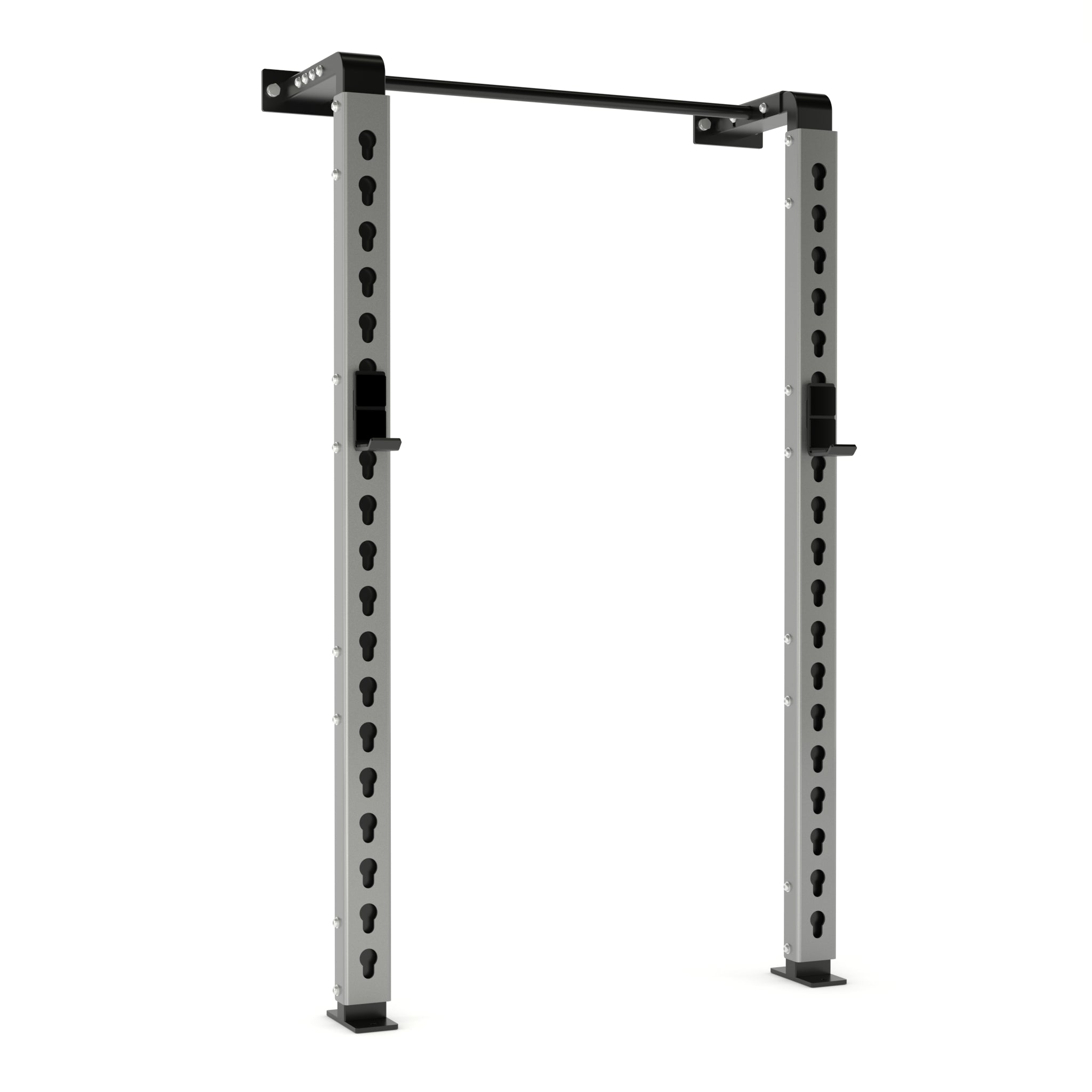 silver wall mounted rack with single-bar pull-up